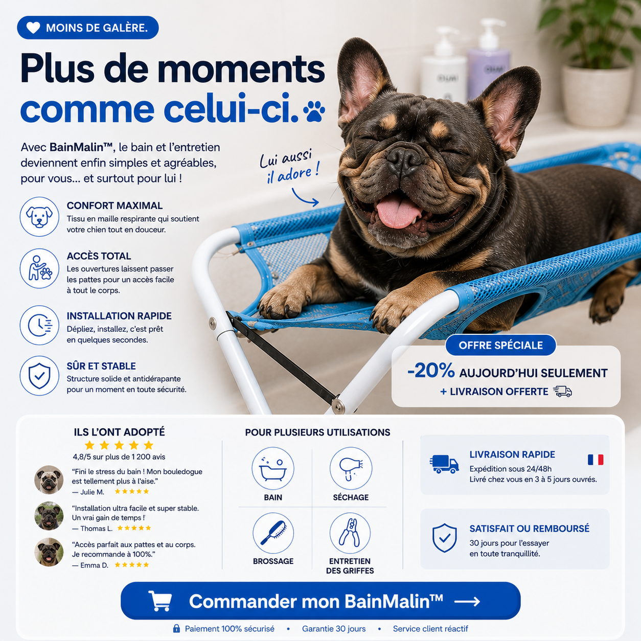 BainMalin™ – Hamac de Bain pour Chien